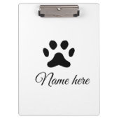 Dog Pfow schwarzes Haustier hinzufügen Name Text T Klemmbrett (Vorderseite)