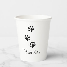 Dog Pfow schwarzes Haustier hinzufügen Name Text T Pappbecher