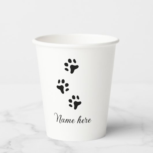Dog Pfow schwarzes Haustier hinzufügen Name Text T Pappbecher (Vorderseite)
