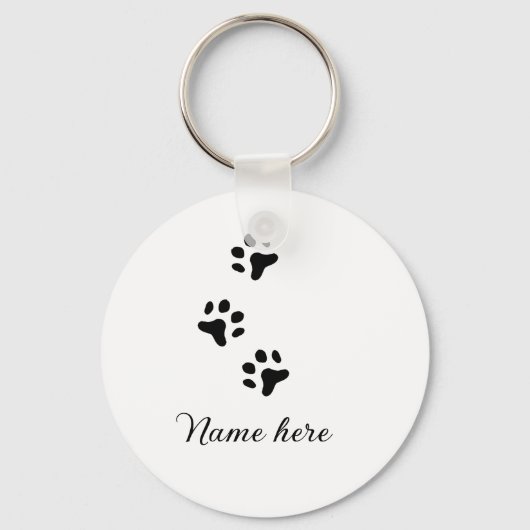 Dog Pfow schwarzes Haustier hinzufügen Name Text T Schlüsselanhänger (Vorderseite)