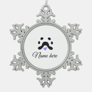Dog Pfow schwarzes Haustier hinzufügen Name Text T Schneeflocken Zinn-Ornament
