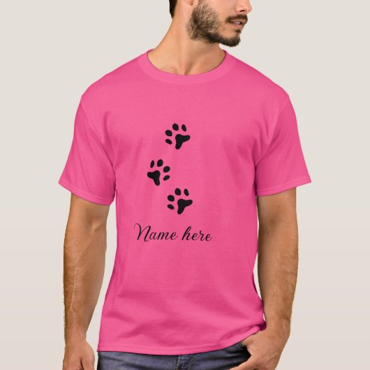 Dog Pfow schwarzes Haustier hinzufügen Name Text T T-Shirt (Vorderseite)
