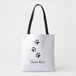 Dog Pfow schwarzes Haustier hinzufügen Name Text T Tasche