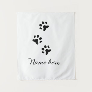 Dog Pfow schwarzes Haustier hinzufügen Name Text T Wandteppich
