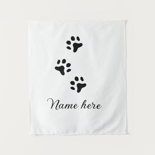 Dog Pfow schwarzes Haustier hinzufügen Name Text T Wandteppich (Vorderseite)