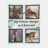 Dog photo collage green memorial fleecedecke (Vorderseite)