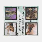 Dog photo collage green memorial fleecedecke (Vorderseite (Horizontal))