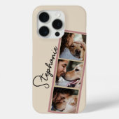 Dog Photo Collage Name Cream Pet Case-Mate iPhone Hülle (Rückseite)