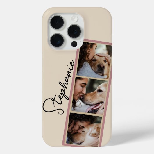 Dog Photo Collage Name Cream Pet Case-Mate iPhone Hülle (Rückseite)