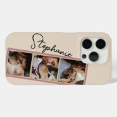Dog Photo Collage Name Cream Pet Case-Mate iPhone Hülle (Rückseite (Horizontal))