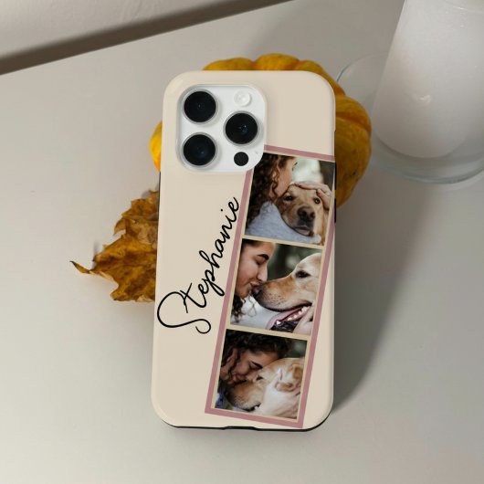 Dog Photo Collage Name Cream Pet Case-Mate iPhone Hülle