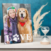 Dog Photo LOVE Personalized Cute Pet Paw Print Fotoplatte (Seite)
