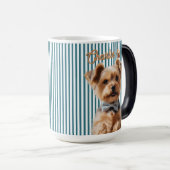 Dog Photo & Name – Blue Stripes Verwandlungstasse (VorderseiteRechts)