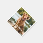 Dog Photo Personalized Birthday Cocktail Serviette (Ecke)