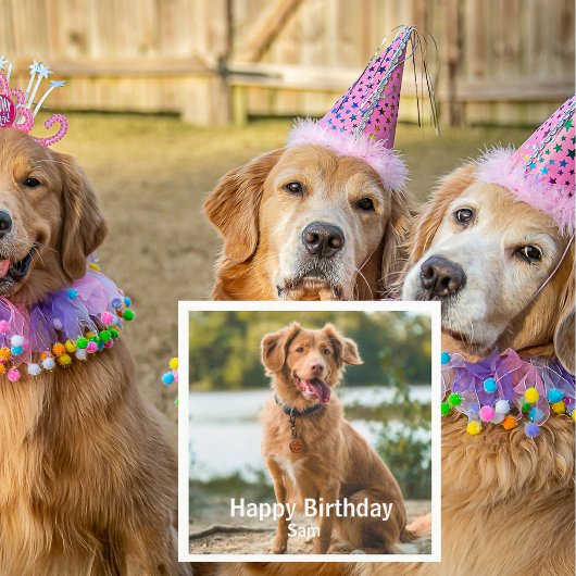 Dog Photo Personalized Birthday Cocktail Serviette