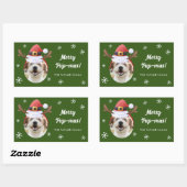 Dog Photo w/ Santa Reindeer Antler Hat Christmas Rechteckiger Aufkleber (Blatt)