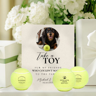 Dog Photo Wedding Tennis Ball Favor Sockelschild