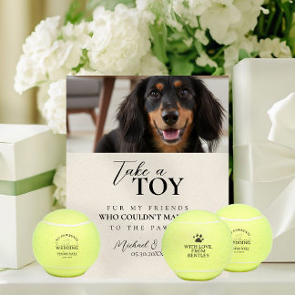 Dog Photo Wedding Tennis Ball Favor Sockelschild