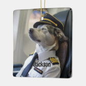 Dog Pilot & Airplane Funny Aviation Christmas Fun Keramikornament (Links)