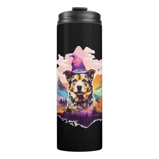 Dog Pink Halloween Thermosbecher (Vorderseite)