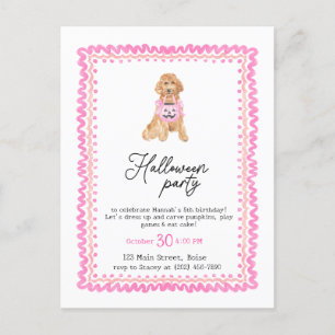 Dog Pink Preppy Pumpkin Halloween-Party Postkarte