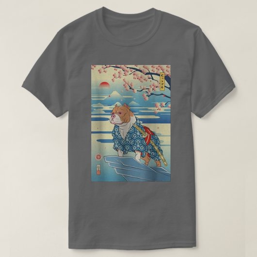 Dog Pitbull Samurai Ukiyoe Spring (2) T-Shirt (Design vorne)