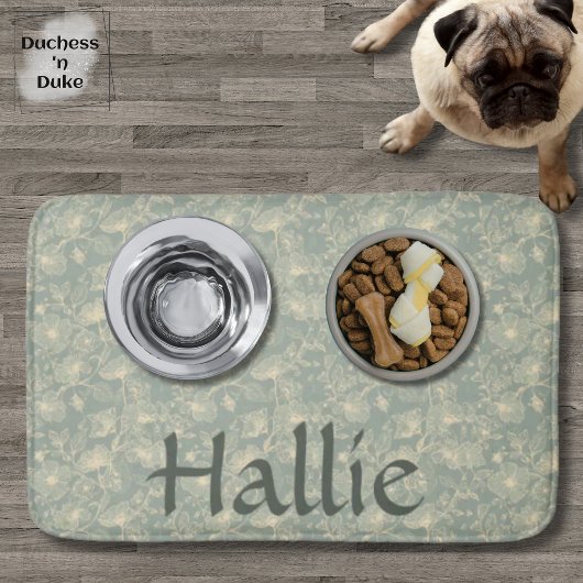 Dog Placemat - Sage Green Botanical, Personalized  Badematte