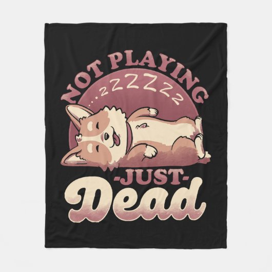 Dog Playing Dead - Niedlich Irony Pet Fleecedecke (Vorderseite)