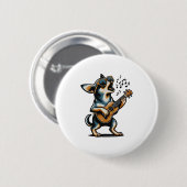 Dog Playing Guitar Singing Chihuahua Funny Dog Mar Button (Vorne & Hinten)