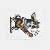 Dog Playing Guitar Singing Chihuahua Funny Dog Mar Fleecedecke (Vorderseite (Horizontal))