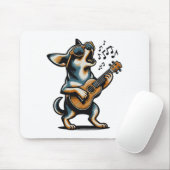 Dog Playing Guitar Singing Chihuahua Funny Dog Mar Mousepad (Mit Mouse)