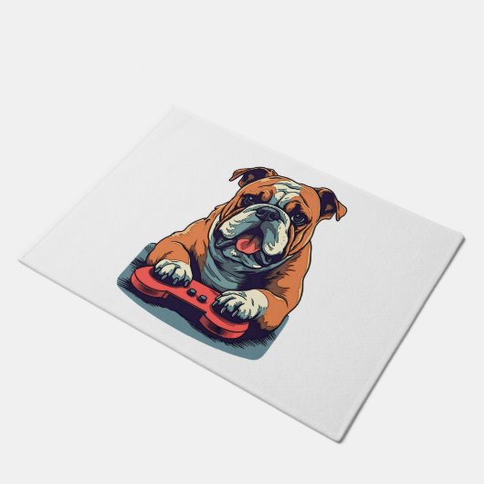 Dog Plays Videospiele Fußmatte (Schrägansicht)