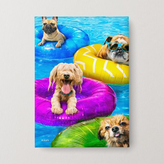 Dog Pool Party Button (Vorderseite)