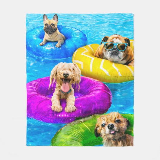 Dog Pool Party Fleecedecke (Vorderseite)