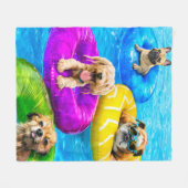 Dog Pool Party Fleecedecke (Vorderseite (Horizontal))