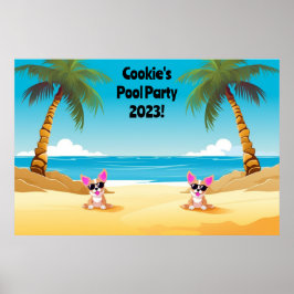 Dog Pool Party Fotostand Hintergrund | Anpassbar Poster