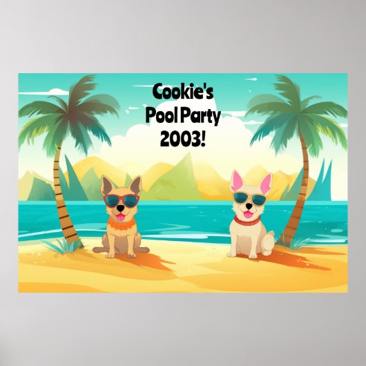 Dog Pool Party Fotostand Hintergrund | Anpassbar Poster (Vorne)