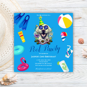 Dog Pool Party Geburtstag Einladung