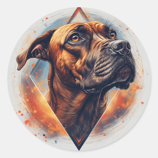 Dog Portrait Abstrakt Art Runder Aufkleber (Vorderseite)