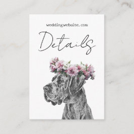 Dog Portrait Black & White QR Code Hochzeitsdetail Begleitkarte