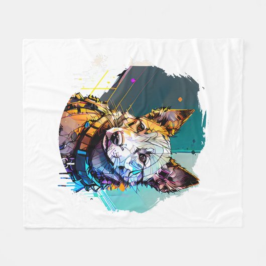 Dog Portrait Fleecedecke (Vorderseite (Horizontal))