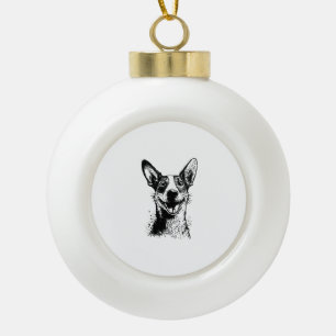 Dog-Portrait für Besitzer von Jacken mit Stolz Keramik Kugel-Ornament