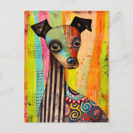 dog portrait in pop-art style with a mix postkarte