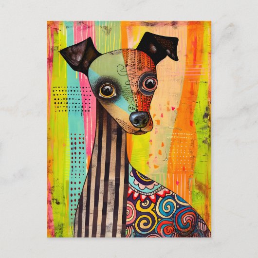 dog portrait in pop-art style with a mix postkarte (Vorderseite)