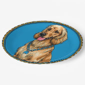 Dog-Portrait in Verziertem Rahmen Pappteller (Schrägansicht)