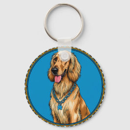 Dog-Portrait in Verziertem Rahmen Schlüsselanhänger