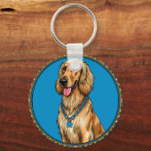 Dog-Portrait in Verziertem Rahmen Schlüsselanhänger (Vorderseite)