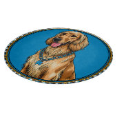 Dog-Portrait in Verziertem Rahmen Schneidebrett (Ecke)