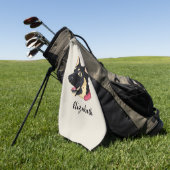 Dog Portrait Niedlicher Welpenname Golfhandtuch (Gras)