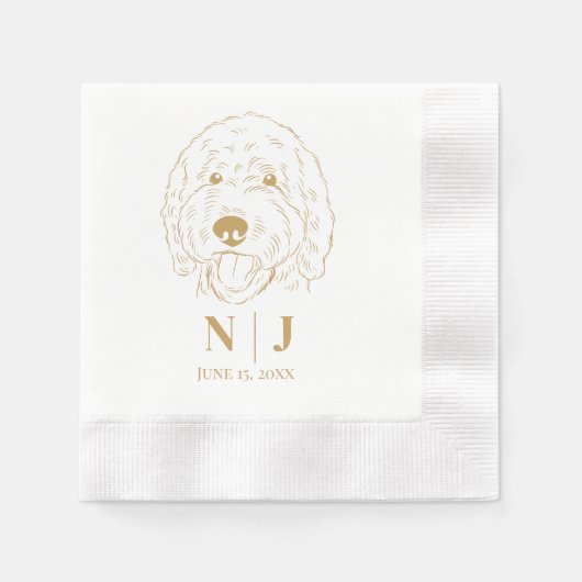 Dog Portrait Personalisiert Wedding Napkins Serviette (Vorderseite)